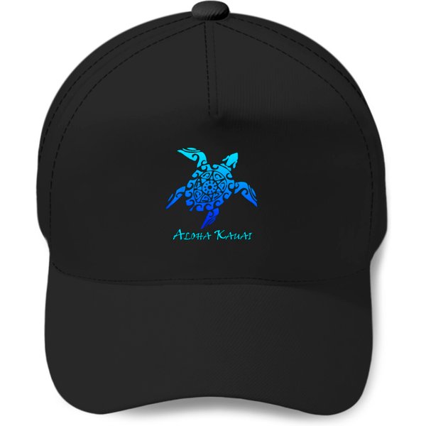 Aloha Kauai Vintage Hawaiian Island Tribal Turtle Baseball Caps