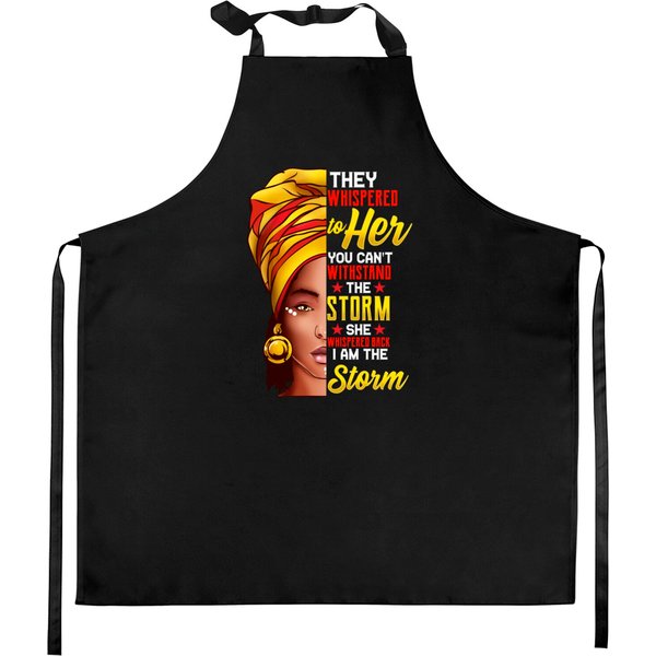 African American Woman I Am The Storm Kitchen Aprons-image