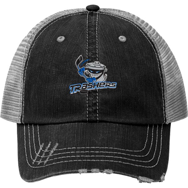 Danbury Trashers Ice Hockey Vintage Print Trucker Hats-image