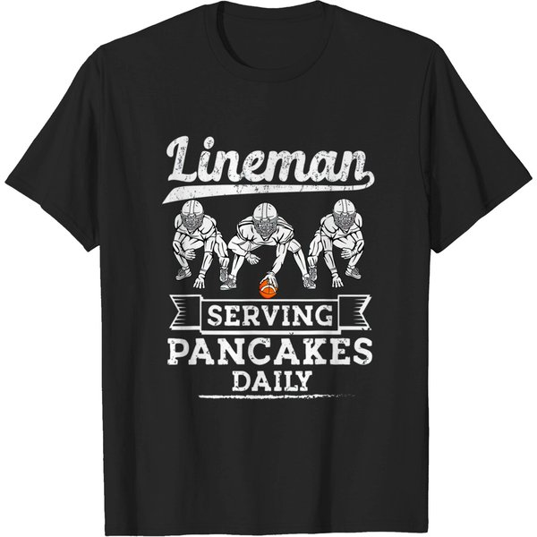 Football Lineman Serving Pancakes Daily Offensive T-Shirt-image