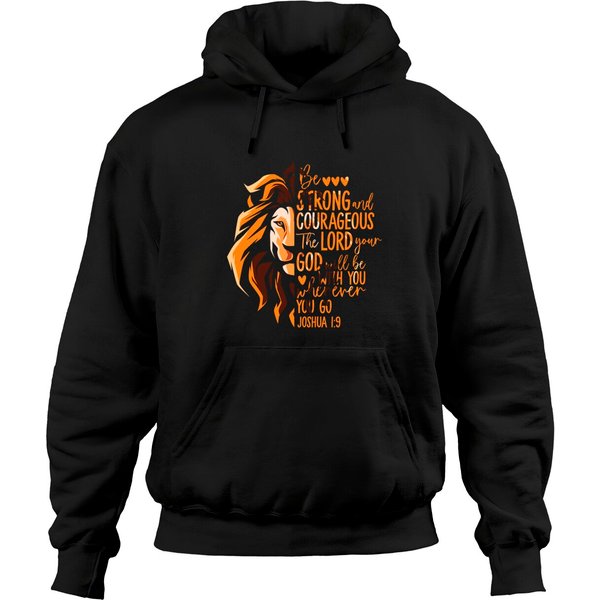 Christian Bible Verse Joshua 1:9 Lion Hoodies-image