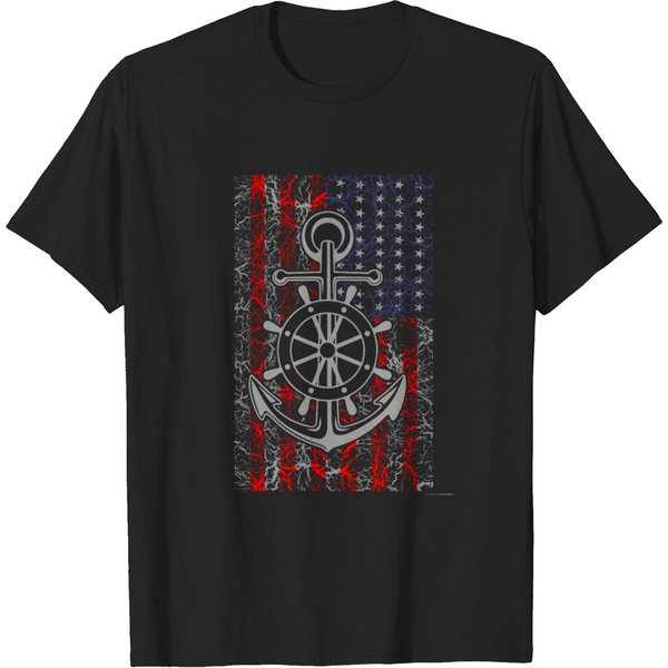 Navy - American Flag T-Shirt T-Shirt-image