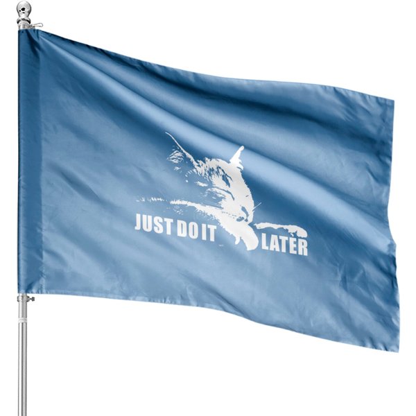 Just Do It Later Funny Parody Meme Cat House Flags-image