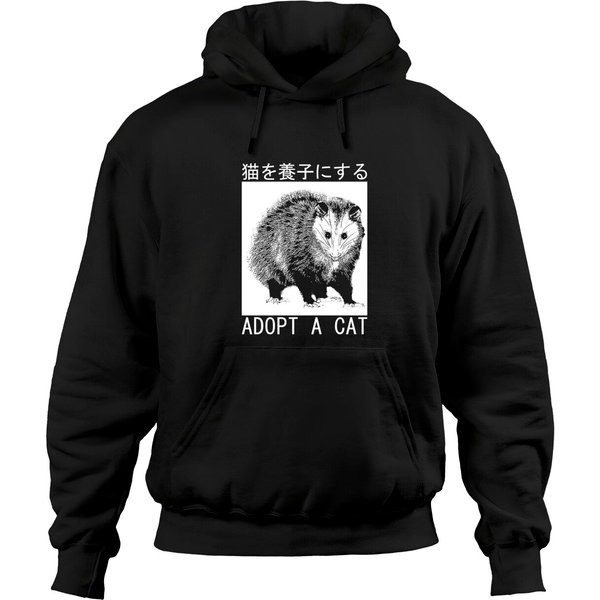 Adopt A Cat Possum Japanese - Opossum - Hoodies-image