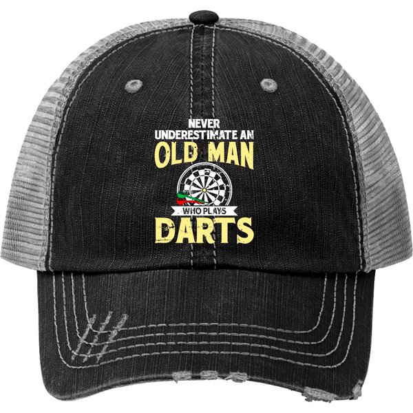 Darts The Old Man Dartboard Dart Player Gift Idea Print Trucker Hats-image