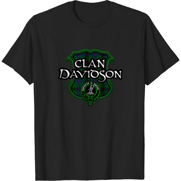Clan Davidson Scottish Tartan Crest Badge T-Shirt-image