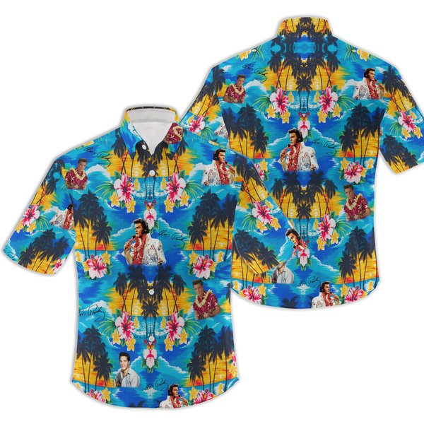 Elvis Presley King Of Rock And Roll Tropical Hawaiian Shirt-image