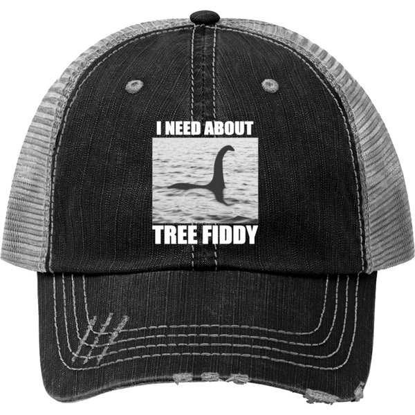 Tree Fiddy Funny Lochness Monster Meme Print Trucker Hat-image