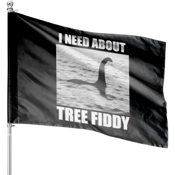 Tree Fiddy Funny Lochness Monster Meme House Flags-image
