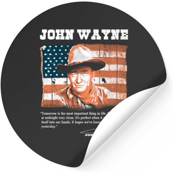 John Wayne - Awesome John Wayne American Flag Te Stickers-image