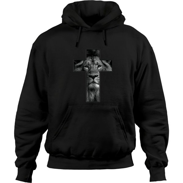 Jesus Cross With Lion Face Faith In God Hoodies-image