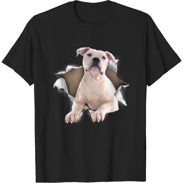American Bulldog Torn Dog Inside Hole Dog Mid Torn T-Shirt-image