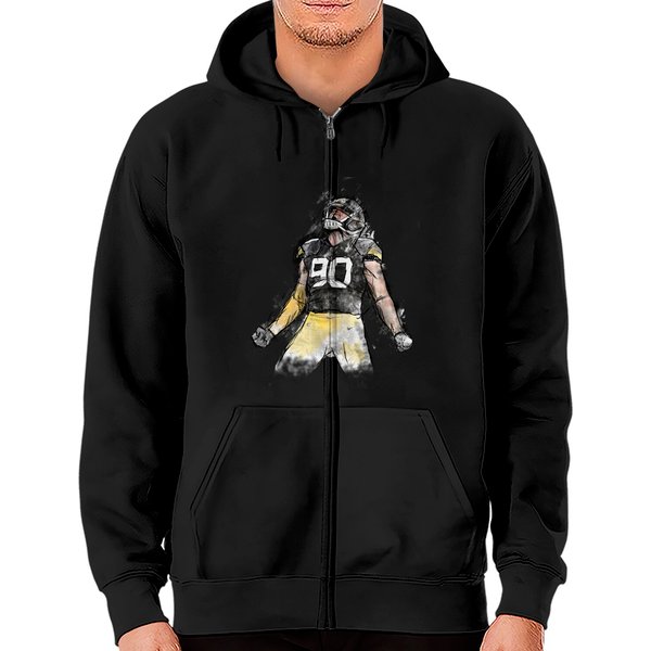 Tj Watt Sketch Art - Tj Watt - Zip Hoodies