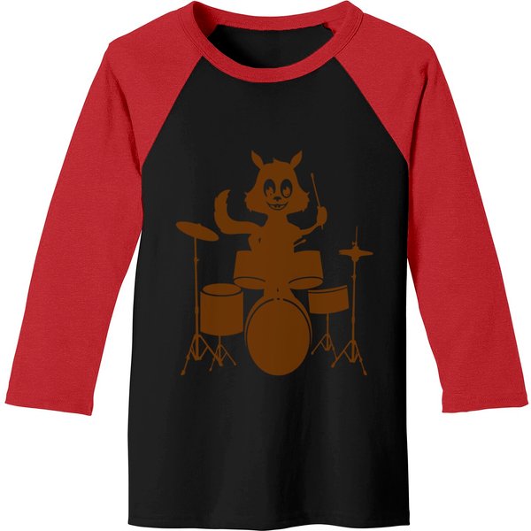 Squirrel Cat On The Drums Drummer Musi Baseball Tees-image