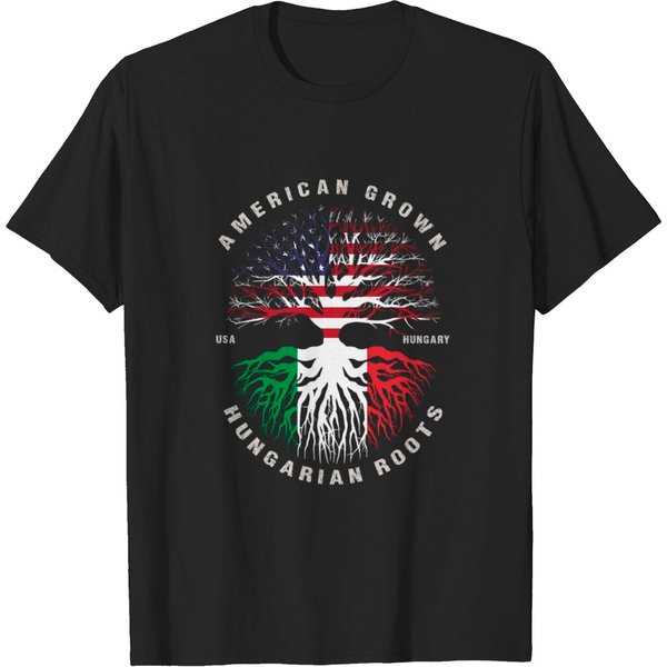American Grown Hungarian Roots Hungary Flag T-Shirt-image
