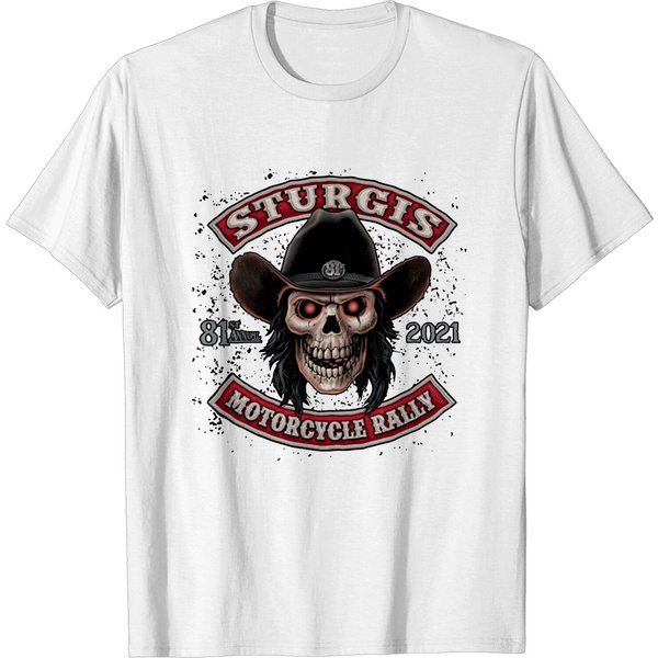 2021 Sturgis Motorcycle Rally 81St Anniversary Cowboy Skull T-Shirt (Back Print)-image