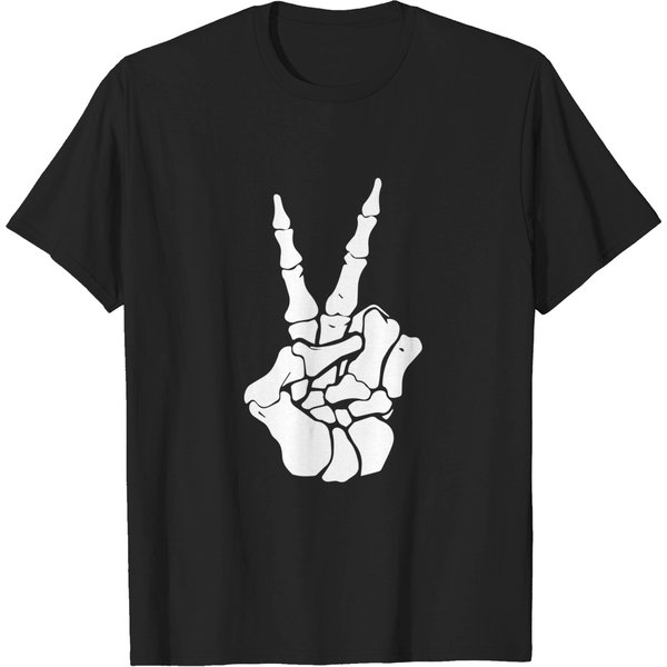 Skeleton Hand Peace Sign - Halloween - T-Shirt-image