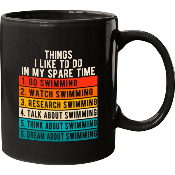 Things I Like To Do In My Spare Time Funny Swimming Lover Swimmer Humour Quote Men Women Boys Girls Gag Gift Idea - Funny Books Phrases - Mugs-image