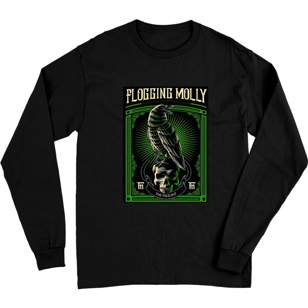 Flogging Molly Black Crow And Skull Long Sleeves-image