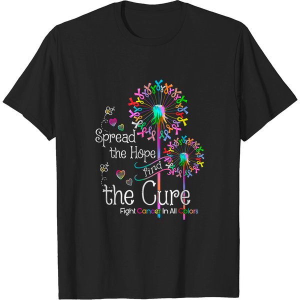 Spread The Hope Find The Cure Fight Cancer Inall Colors T-Shirt-image