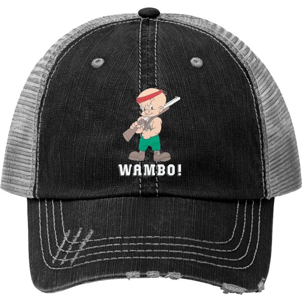 Vintage 1985 Elmer Fudd Wambo Print Trucker Hats-image