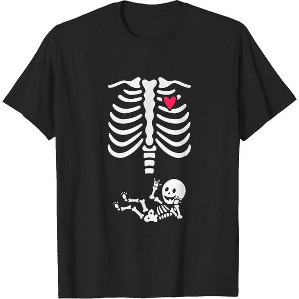 Halloween Maternity Shirt, Pregnant Skeleton Maternity Shirt-image