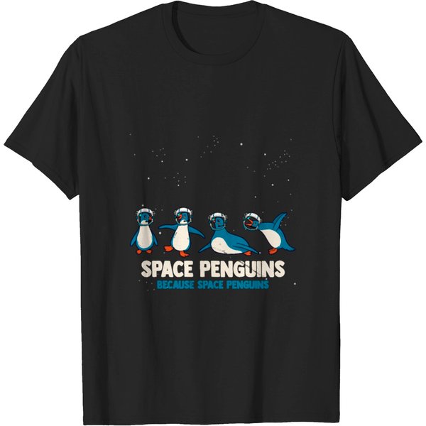 Space Penguins Funny Astronaut Cool Penguin Lover T-Shirt-image