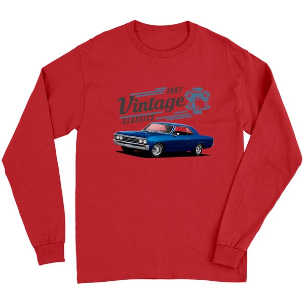 Vintage Chevelle And Engine Long Sleeves-image