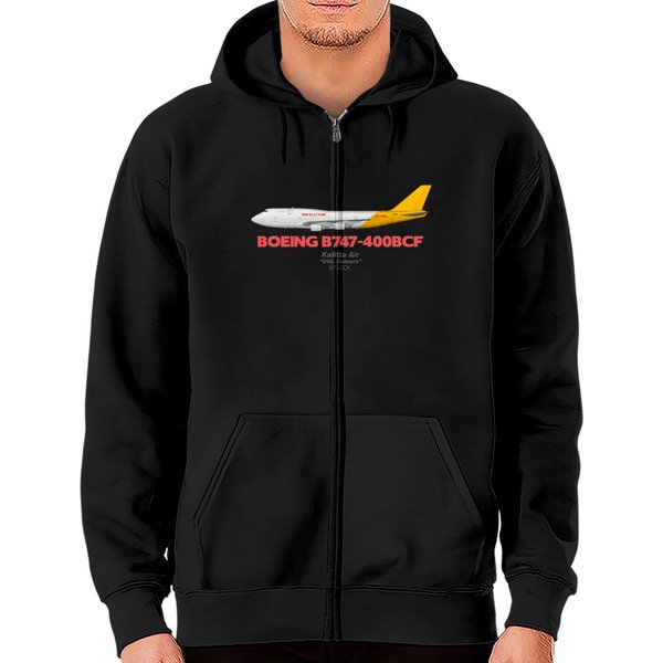 Boeing B747-400bcf - Kalitta Air "dhl Colours" - Aviation - Zip Hoodies