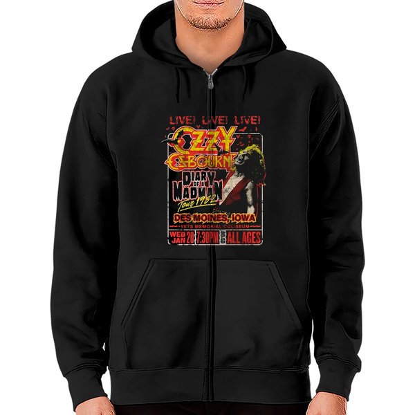 Ozzy Osbourne Adult Zip Hoodies - Diary Of A Madman Tour - Official Licensed Design - Worldwide Shipping-image