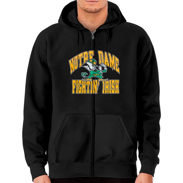 80S Notre Dame Fightin' Irish Burnout Tee Vintage Unisex Graphic University Athletic Zip Hoodies-image