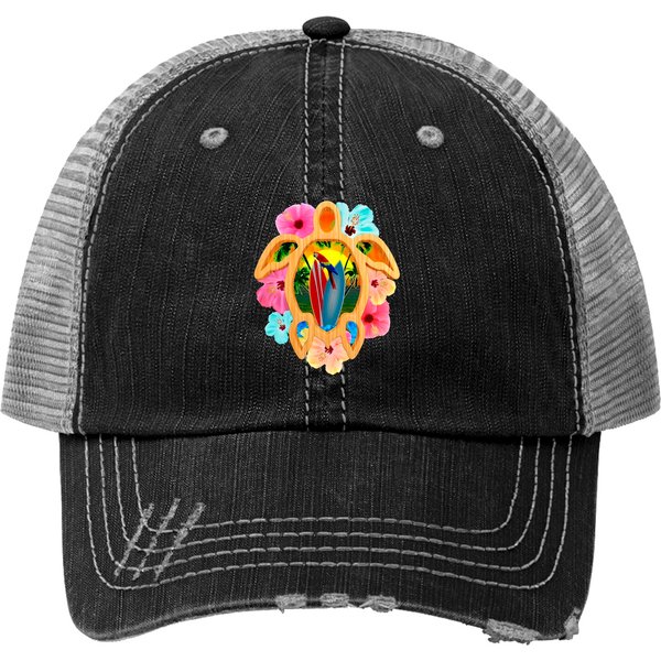 Aloha Tropical Honu Sea Turtle - Hawaiian - Trucker Hats-image