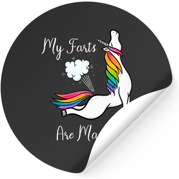 Funny Rainbow Farting Unicorn Gift My Farts Are Magical Stickers-image