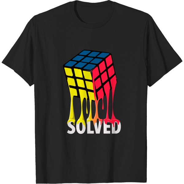 Solved Melting Rubik's Cube Design - T-Shirt-image