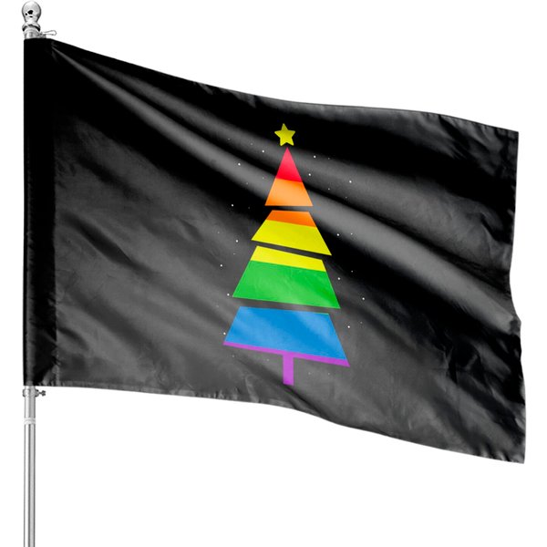 Lgbt-Q Pride Rainbow Flag Gay Christmas Tree X-Mas House Flags-image