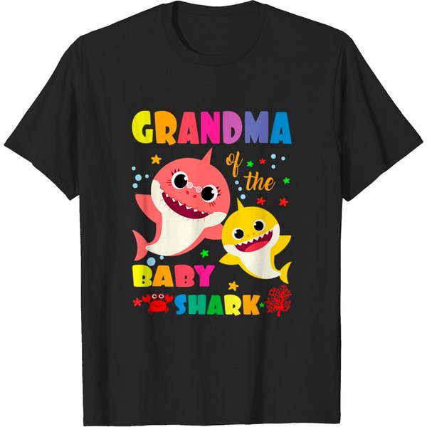 Grandma Of The Baby Shark Birthday Grandma Shark T-Shirts-image