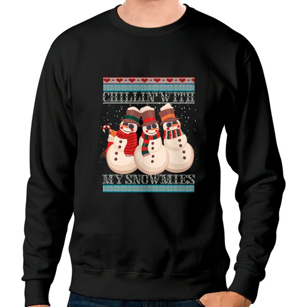 Chillin' With My Snowmies Ugly Christmas Snowman Sweatshirt-image