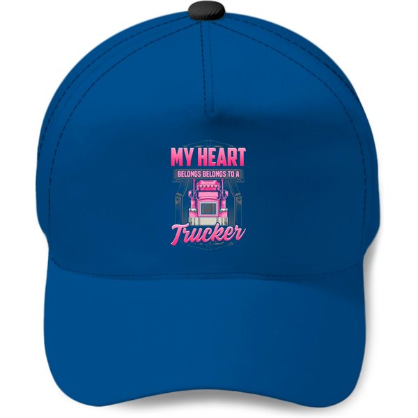 My Heart Belongs To A Trucker Truck Driver Wife Gift Baseball Cap-image