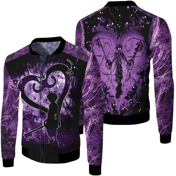 Sora Heartless Kingdom Hearts Shadow Purple 3d Fleece Bomber Jacket