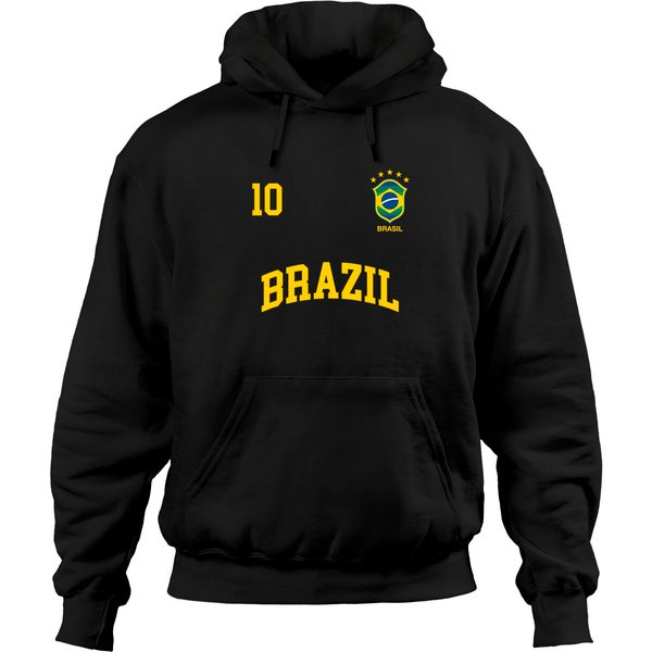 Brazil Number 10 Brazilian Soccer Team Sports Hoodies-image