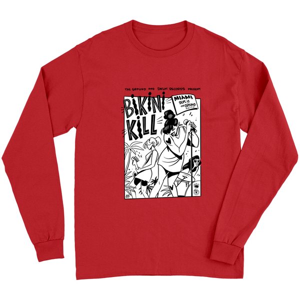 Bikini Kill Shirt, The Ground Miami Tour 27Th 2022 Bikini Kill Long Sleeves Art Poster Bootleg Tees-image