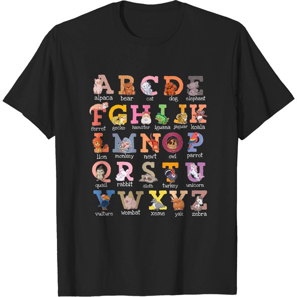 Tag Alphabet T-Shirt Alphabet Kids Letters Cat Dog Ferret Hamster Parrot Lover-image