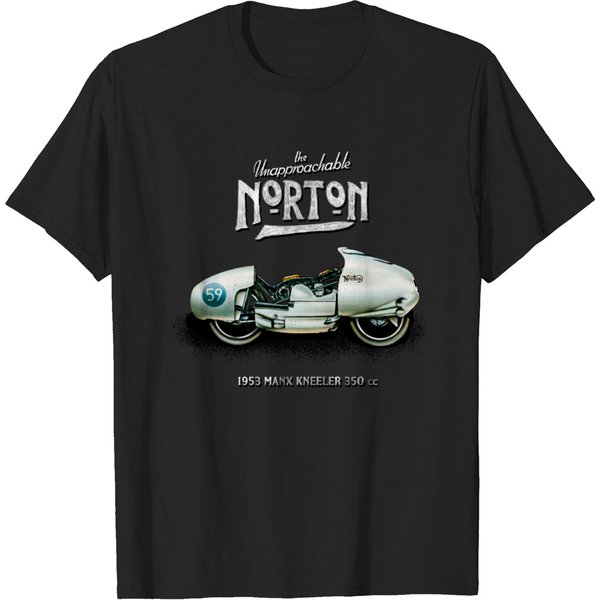 Vintage 1953 Tt Motorcycle Manx Racer The Norton Kneeler By Motormaniac - Motorcycle - T-Shirt-image