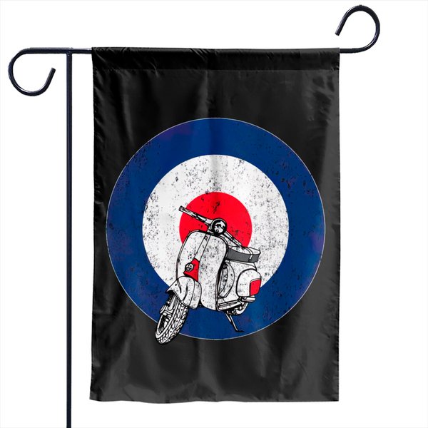 Mod Scooter And Roundel In A Distressed Vintage Style - Mod Scooter - Garden Flags-image