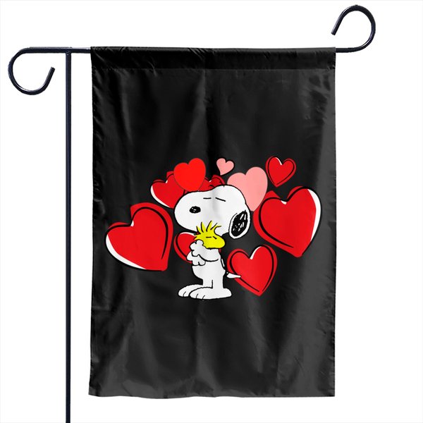 Valentines Day Snoopy Dog Heart Balloons Garden Flags-image