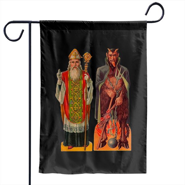 Vintage Saint Nick Santa Claus Father Christmas Krampus Garden Flags