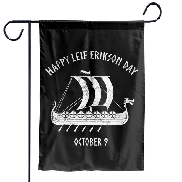 Happy Leif Erikson Day October 9 Viking Garden Flags-image
