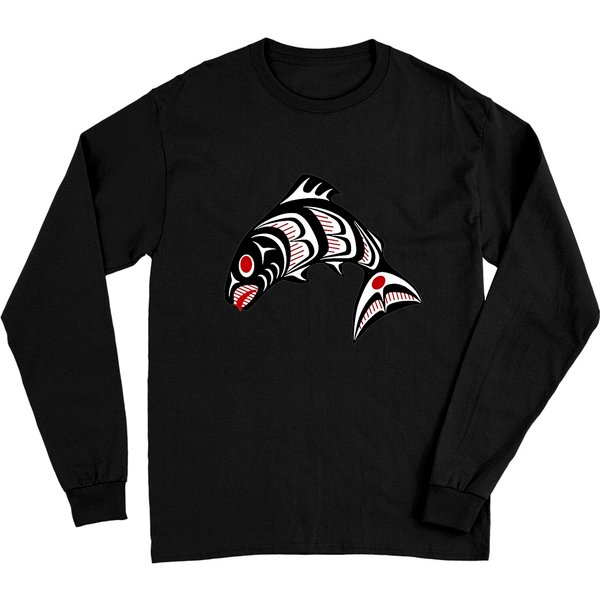 Northwest Pacific Coast Haida Art Salmon Long Sleeves-image