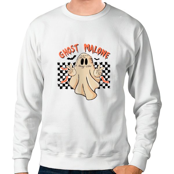 Ghost Malone Halloween Sweatshirt, Cute Ghost Sweatshirt-image