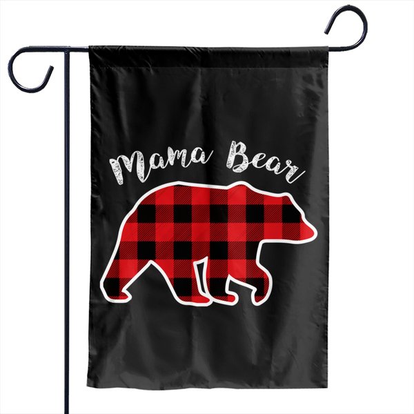 Mama Bear | Women Red Plaid Christmas Pajama Family Mom Gift Garden Flags-image